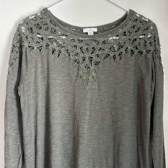 J. Jill Womens Tunic Size Sm Green Lace Round Neck Long Sleeve Top! - Picture 2 of 10
